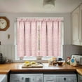 thumbnail image 5 of Floral Kitchen Curtains 24 Inch Length Pink Window Curtain Over Sink Spring Small Short Tier for Bathroom Cafe Rod Pocket (2 Panels, 27.5" W x 24" L), 5 of 6