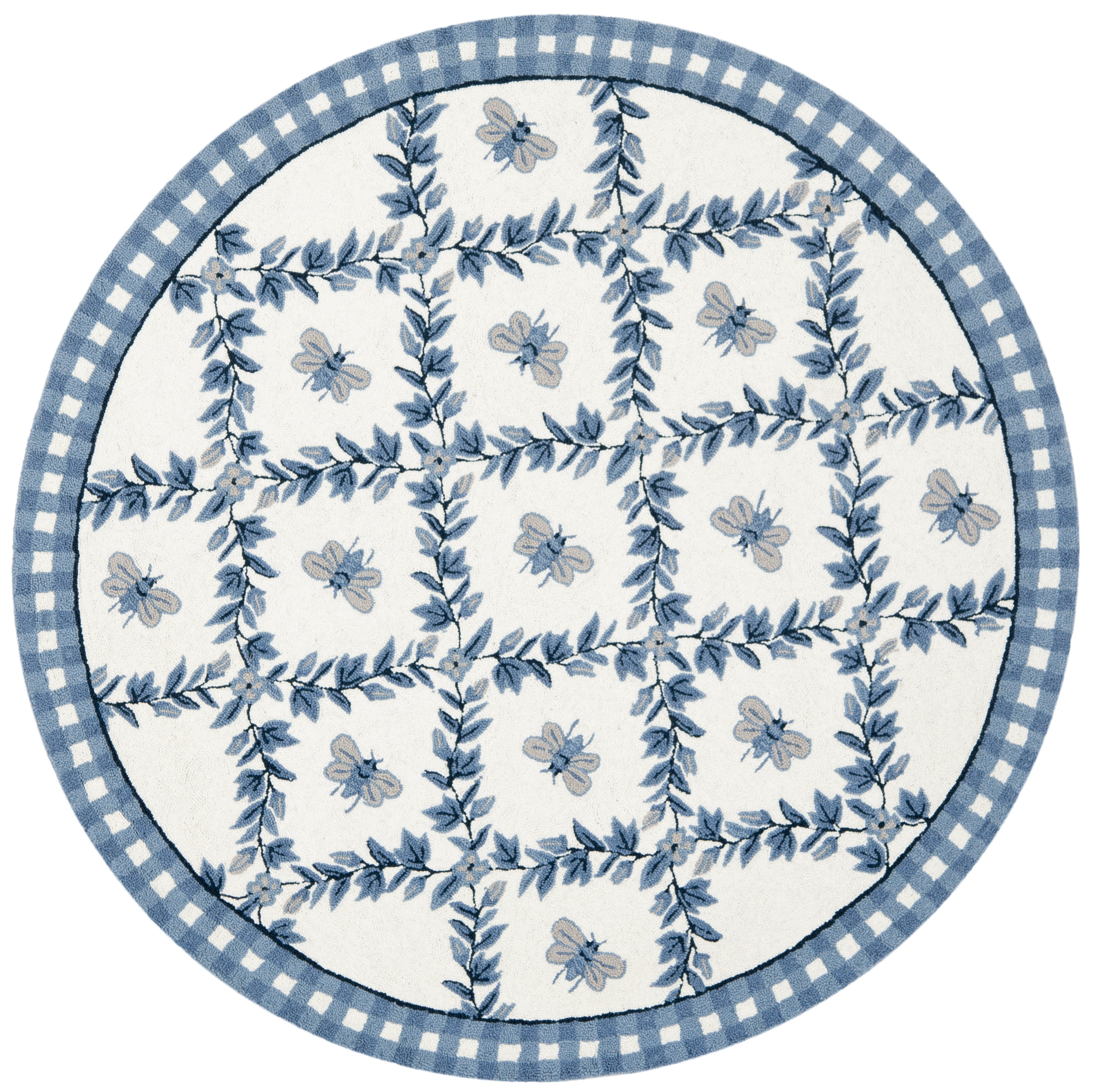Safavieh Chelsea Lara Bordered Wool Area Rug, Ivory/Blue, 5'6" x 5'6" Round