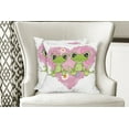 thumbnail image 4 of Ambesonne Cartoon Throw Pillow Cover 2 Pack, Heart in Love Flowers, 24", Dried Rose Lime Green, 4 of 6