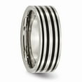 thumbnail image 4 of Solid Titanium Black Enamel Flat 8mm Men's Wedding Band Ring Size 9.5, 4 of 7