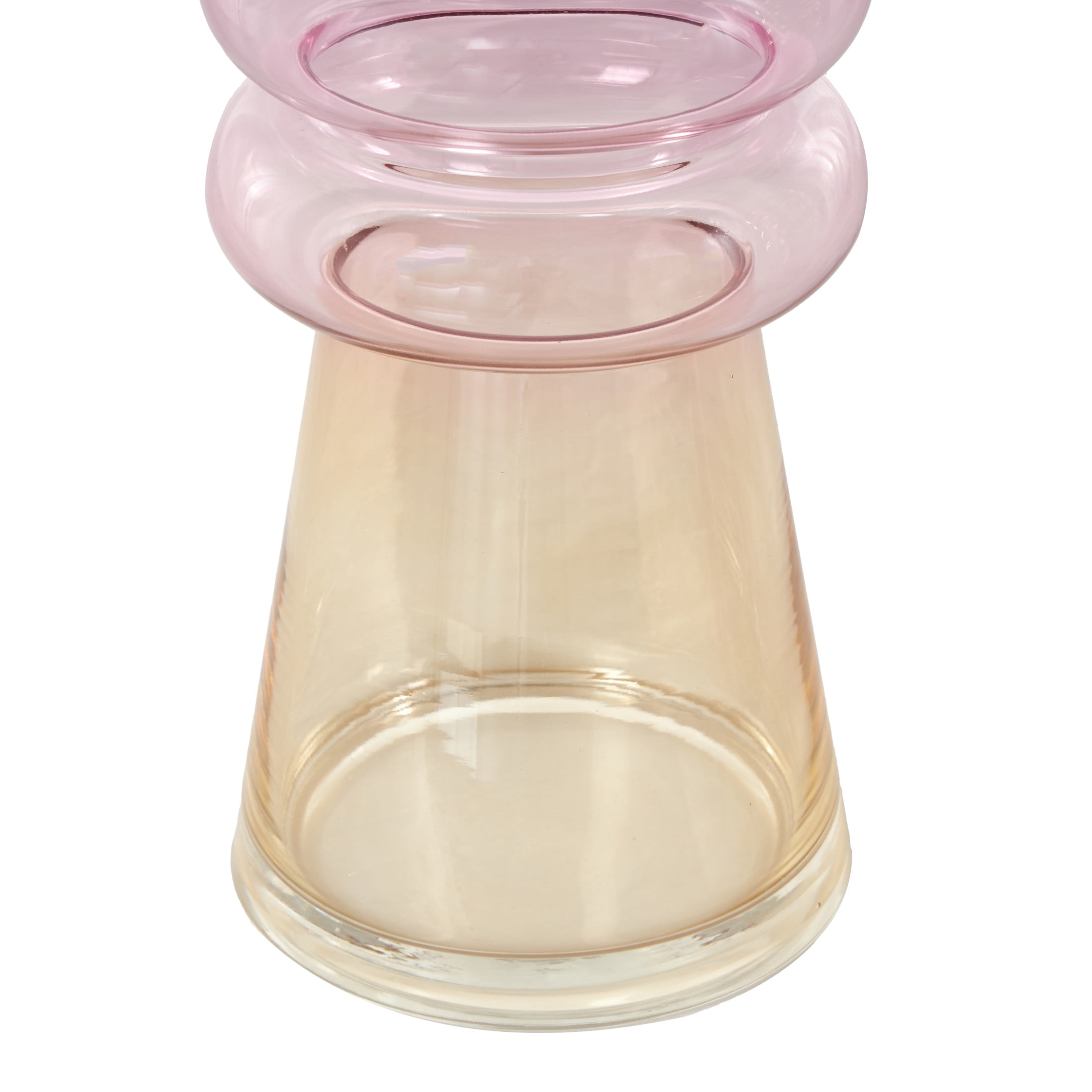 DecMode 5"W, 12"H Tinted Multi Colored Glass Vase with Color Blocks, Set of 2