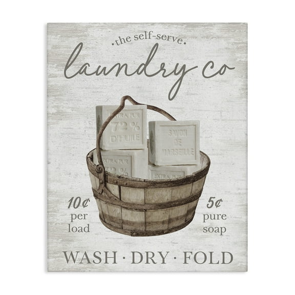 Stupell Industries Vintage Laundry Co Typography Painting Gallery Wrapped Canvas Art Print Wall Art, 16 x 20
