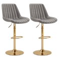 thumbnail image 1 of CorLiving Arwen Set of 2 Faux Leather Adjustable Height Indoor Barstools with Gold Pedestal Base, 1 of 7