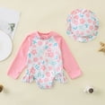 thumbnail image 2 of TOWED22 Toddler Baby Boy Girls One Piece Swimsuit Long Sleeve Zipper Bathing Suit Infant Rash Guard Swimwear Pink,6-9 M, 2 of 4