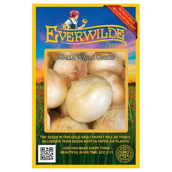 Everwilde Farms - 200 Walla Walla Onion Seeds - Gold Vault Jumbo Bulk Seed Packet