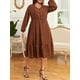 thumbnail image 3 of Vestido, Vestido de talla grande para mujer Vestido casual estampado con cuello en V de manga larga Abanopi 3X-grande, 3 of 7