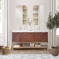 thumbnail image 3 of Mahon 60MG" Double Bath Vanity in N.A Deep Walnut with White Grain Stone &Mirror, 3 of 16