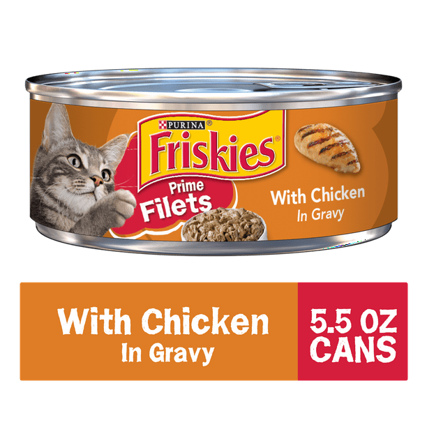 Friskies Gravy Wet Cat Food, Prime Filets With Chicken, 5.5 oz. Can