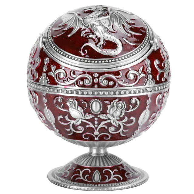 Vintage Ashtray, Three-Dimensional Dragon Relief Pattern, Windproof Ashtray, Wear-Resistant And Easy To Clean For Office Home
