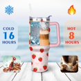 thumbnail image 4 of 40oz Cute Red Strawberry Stainless Steel Flip Straw Tumbler Spill Proof Travel Cup Double Wall Vacuum Insulated Coffee Mug with Top Handle, 4 of 6