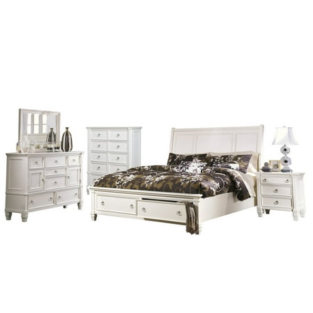 Ashley Furniture Bedroom Set Instructions Ashley Furniture Prentice 5 PC Bedroom Set: Queen Sleigh Bed Dresser Mirror 1 Nightstand Chest White ()