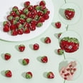 thumbnail image 3 of 40 Pcs Strawberry Rhinestone Beads 3D Handmade Polymer Clay Red Green Fruit Beads Pave Disco Ball Beads Half Drill Spacer Beads for Bracelet Necklace Jewelry Making Red 1set, 3 of 6