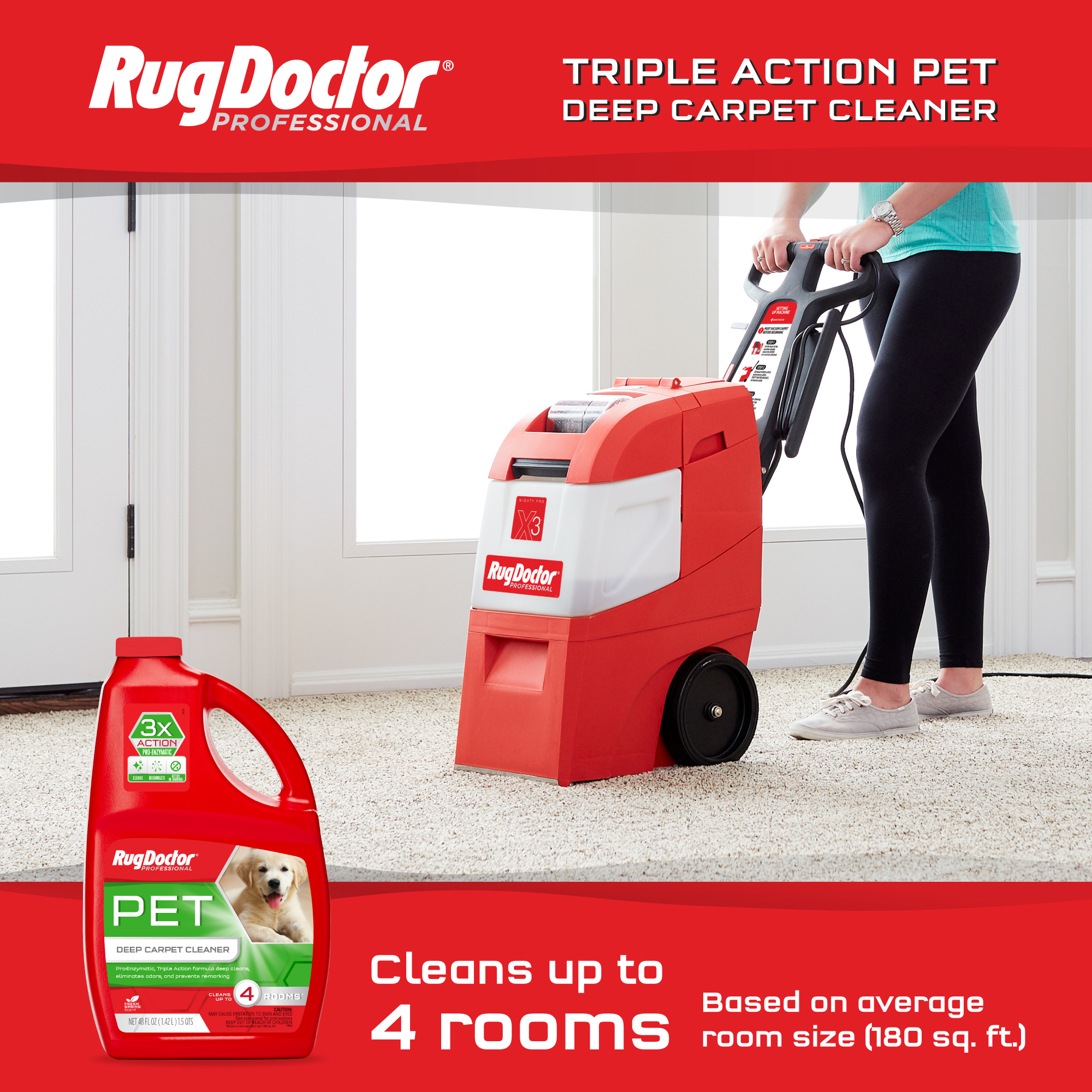 Rug Doctor Mighty Pro X3 Commercial Carpet Cleaner - Large Red Pet Pack - image 4 of 7