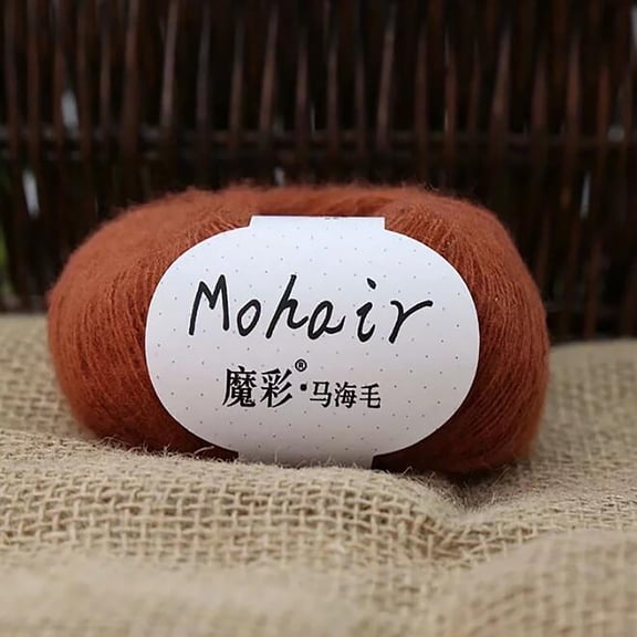 Partheme Mohair Skeins Crocheting Yarns Knitting Yarn Skeins Soft Fluffy Mohair Yarn Knitted Skeins for Clothes Sweater Scarf Doll Crafting Woven Skeins Warm Shawls Home, Brownish Red