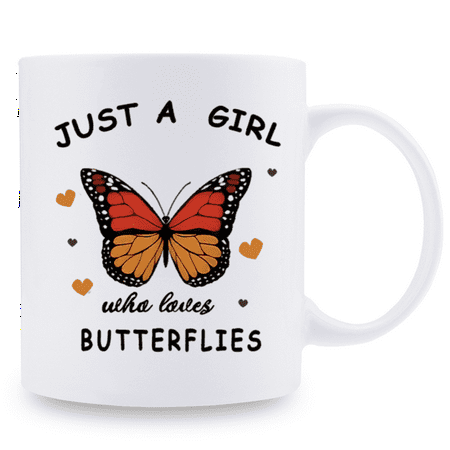 

1pc 3A grade JUST A GIRL BUTTERFLIES funny mug butterfly ceramic mug novelty coffee mug summer winter beverage 11 oz ceramic mug party gift Christmas gift birthday gift home decoration