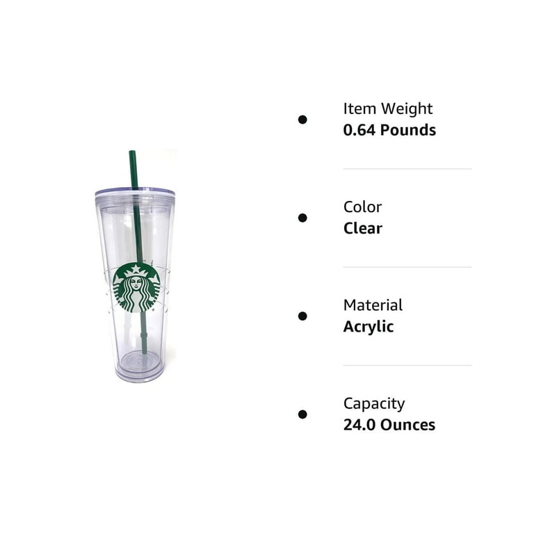 Starbucks Cold Cup Clear Venti Tumbler Traveler with Green Straw Logo - 24  oz (Acrylic)