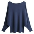 thumbnail image 5 of UJNDER Fashion Off The Shoulder Bat Sleeve Long Sleeve Pullover Sweater for Women Blue One Size, 5 of 5
