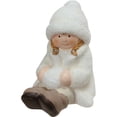 thumbnail image 2 of Northlight 4.75" Creamy White Sitting Girl with Snowball Christmas Table Top Figure, 2 of 2