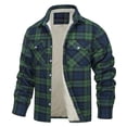 thumbnail image 1 of Chaquetas de hombre, chaqueta de camisa a cuadros de polar, chaquetas de trabajo de franela, camisa de leñador, abrigo informal con botones y bolsillos., 1 of 5