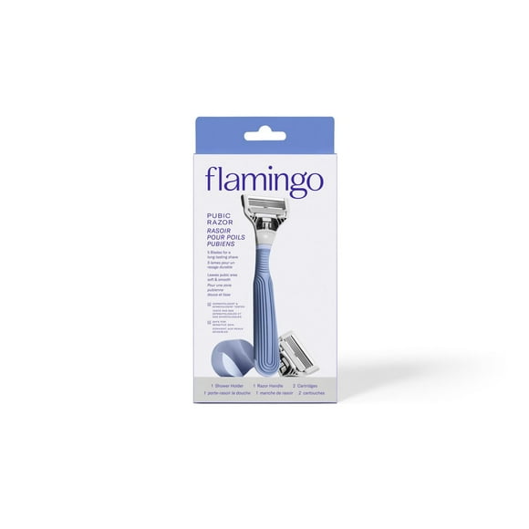 Flamingo 5-Blade Women's Pubic Razor - 1 Razor Handle + 2 Razor Blade Refills