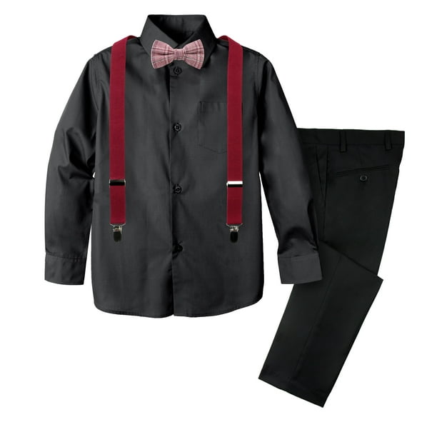 Spring Notion Boys' 4Piece Plaid Suspender Outfit