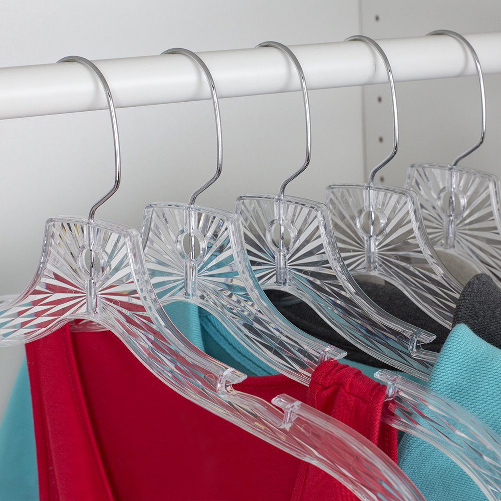 Graceful Curve Crystal Plastic Hanger, (Pack of 5), Clear