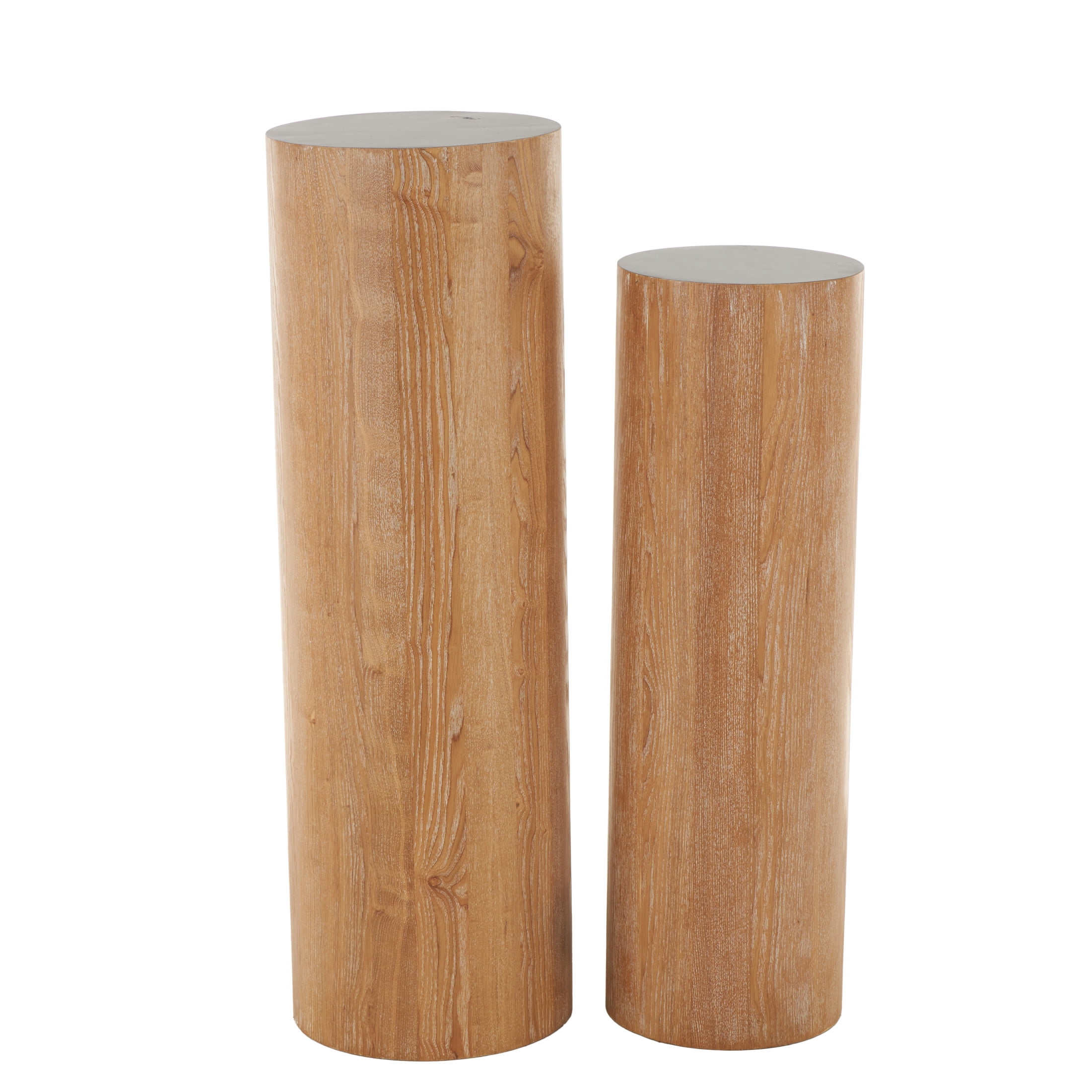 DecMode 40", 34"H Brown Wood Handmade Pedestal Pedestal Table, 2-Pieces