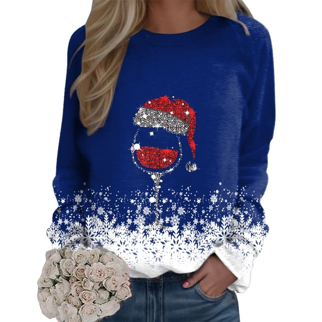 Kcodviy Chandail à Capuche Bohème de Noël pour Femmes, Imprimé, Col Rond, Manches Courtes, Décontracté, Ample