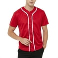 thumbnail image 3 of TOPTIE Men's Baseball Jersey Plain Button Down Shirts Team Sports Uniforms-Red White-2XL, 3 of 9