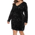 Womens Plus Size Sequin Dress V Neck Party Cocktail Sparkle Glitter