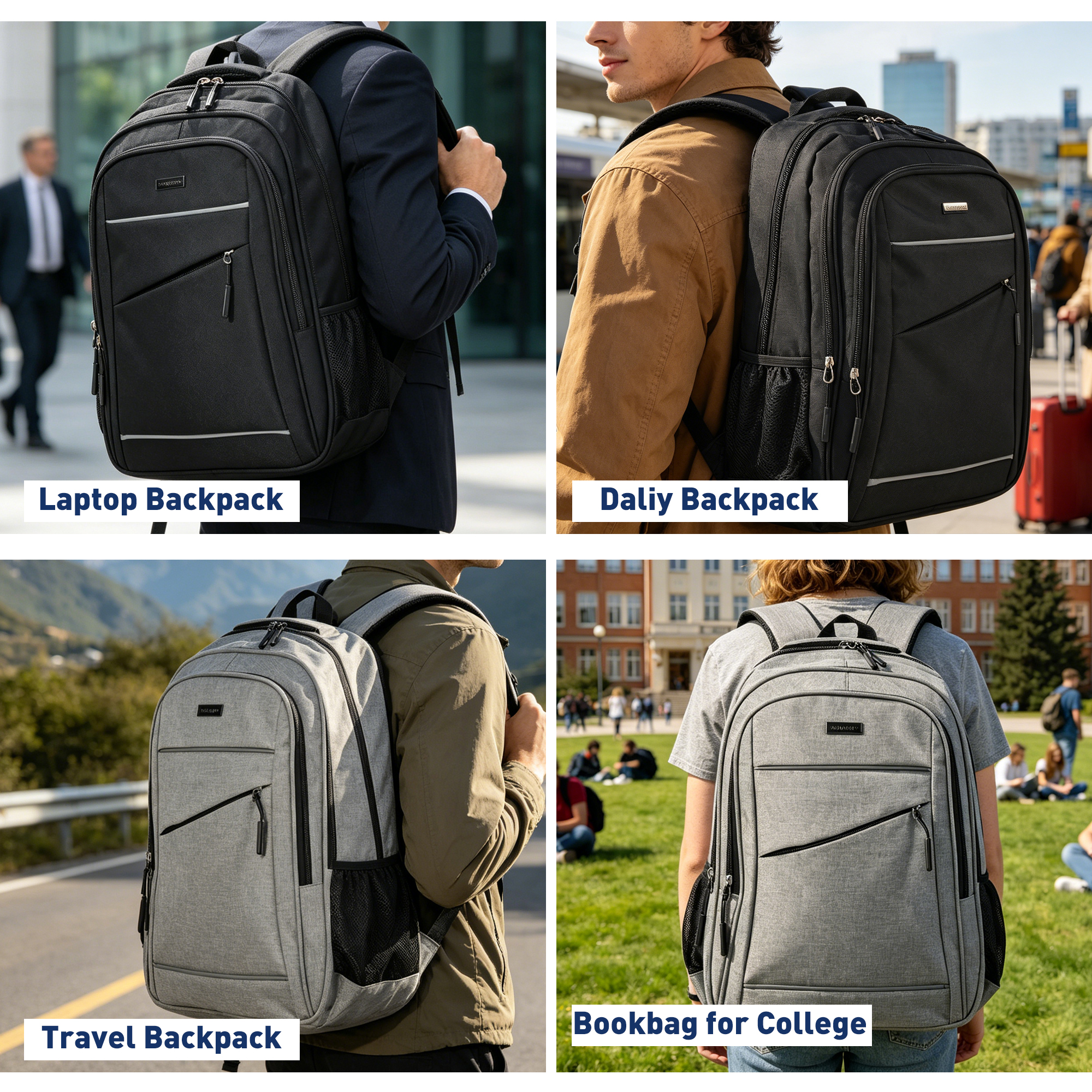 SMICURE 15.6" Laptop Travel Backpack, Gray photo 4