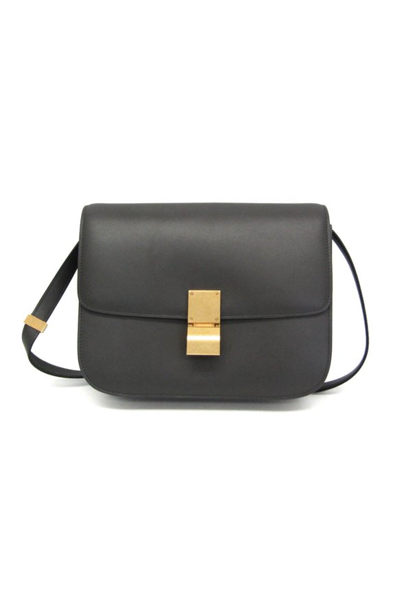Pre-Owned Celine Classic Box Medium Women's Leather Shoulder Bag Gray