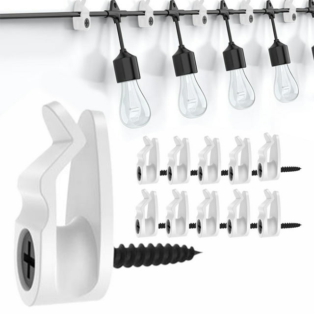 Dvkptbk Hook with Screws Outdoor String Lights Clips Weather Proof Cable Hanger Hooks for Hanging Lights Holiday Decor 10Pack Kitchen Utensils & Gadgets