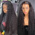 thumbnail image 4 of Lumiere Peruvian Deep Wave Lace Front Human Hair Wigs 13×4 Lace Front Wig Cap 180% Natural Black 24", 4 of 9