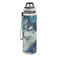 thumbnail image 2 of Qxltty Oil Painting Styles Husky Water Bottle 32 oz with Straw BPA Free Reusable Fitness Sport Bottle Perfect for Travel School Outdoors and Gym, 2 of 7