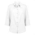 thumbnail image 5 of Blusas De Verano Para Mujer 2025, Spring Casual Outing Shirts 2025 Trends Busy Mom Outfits Lightweight Stretchy Women Button Up Work Versatile Summer Beach Cover Down 3/4 White L, 5 of 5