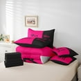 thumbnail image 5 of Homewish Romantic Valentine Bedding Comforter Set 7 Pieces for Couple, Hot Pink Splicing Full Bedding Set, Modern Simple Theme Reversible Fitted Sheet Flat Sheet, Super Cozy Room Decor, 5 of 7