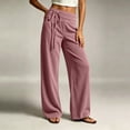 thumbnail image 6 of TEAJOPSUU Wide Leg Pants for Women Comfy Corduroy Drawstring Elastic Waist Palazzo Trousers with Pockets Casual Daily Vacation Pants Pink, 6 of 6
