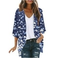 thumbnail image 2 of UVEASISHA Cardigan for Women Chiffon 3/4 Sleeve Vintage Floral Kimono Cardigan Boho Casual Beach Cover Ups Multicolor#12 XXL, 2 of 5