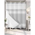 thumbnail image 4 of Grey Striped No Hook Shower Curtain Waterproof,Bathroom Curtains with Snap in Liners and See Through Top Window,Luxurious White Stripes Modern Abstract Art Hotel Bathtub Curtains Shower 72"Wx72"L, 4 of 8