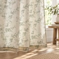 thumbnail image 6 of CURTAINKING Floral Linen Blend Curtains Light Filtering 96 Inch Window Curtains for Living Room Bedroom Farmhouse Vintage Window Treatment Rod Pocket Green, 6 of 11
