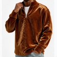 thumbnail image 5 of Frnrwgo Velvet Sweatshirt for Men Shiny Quarter Zip Stand Collar Long Sleeve Loose Fit Fall Winter Casual Party Top, 5 of 9