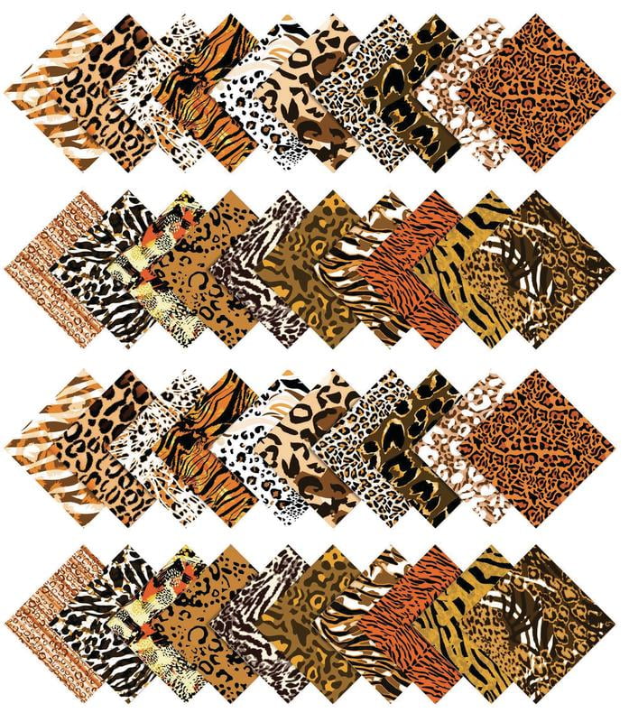 Soimoi 40Pcs Floral Artistic Print Cotton Precut Fabrics For Quilting Craft Strips 2.5x42inches Jelly Roll - Brown