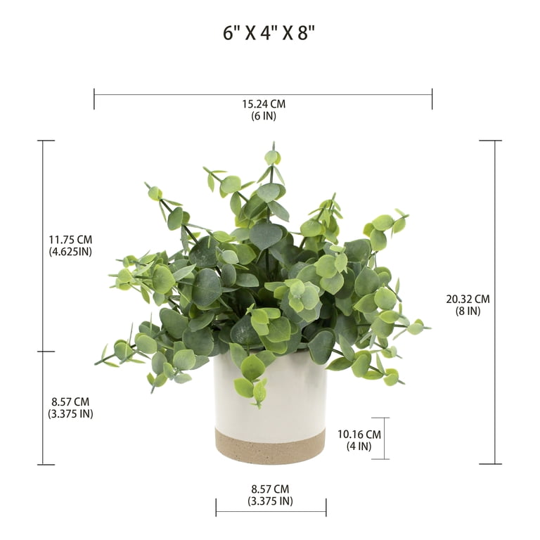 Mainstays 8 Inch Artificial Green Eucalyptus Plant in Ceramic Planter photo 6