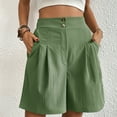 thumbnail image 4 of RYDCOT Women's Shorts 2024 Trendy Summer Dressy Elastic High Waisted Business Casual Shorts with Pockets Solid Color Wide Leg Shorts Loose Fit Clearance, 4 of 4