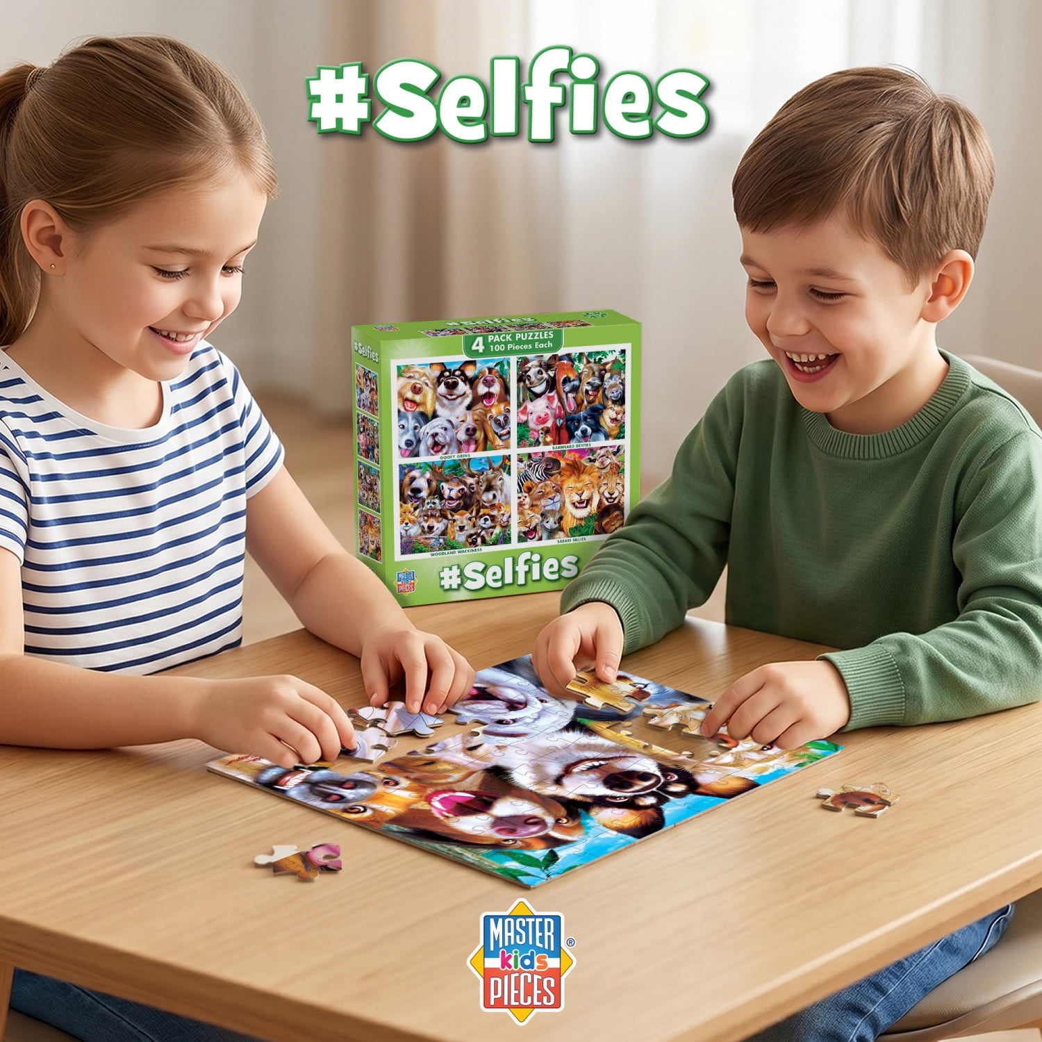 MasterPieces Puzzle Set - Selfies 4-Pack 100 Piece Jigsaws