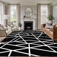 thumbnail image 3 of 8x10 Washable Area Rug, Modern Themed Non-Slip Extra Large Rectangle Rug for Living Room Bedroom, Irregular Black Shapes White Lines Pattern Indoor Floor Mat for Home Decor, 3 of 9