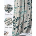 thumbnail image 6 of Teal Green Botanical Blackout Curtains 90 Inch Length 2 Panels Set for Living Room Bedroom, Rustic Country Spring Floral Summer Leaf Privacy Window Treatment Thermal Black Out Drapes 52"x90", 6 of 8