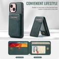 thumbnail image 6 of Cutyskin for iPhone 14 Wallet Case, Detachable Credit Card Holder [RFID Blocking] [Compatible with MagSafe] Premium PU Leather Kickstand Back Flip Magnetic Clasp Shockproof Case, Green, 6 of 11