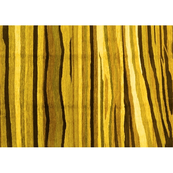 Ahgly Company Machine Washable Indoor Rectangle Abstract Yellow Contemporary Area Rugs, 5' x 8'